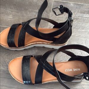 Nine West Black Sandals Multi-Strap Design